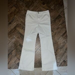 Pilcro and the Letterpress Cream High-Rise Bootcut Pants by Anthropologie